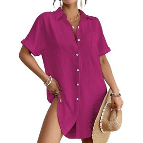 Bsubseach Women Swimsuit Coverup Shirt Dress Button Down Bathing Suit Cover Up Beachwear