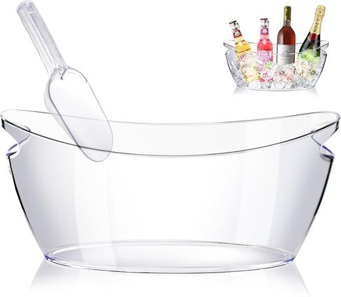 2 PCS Ice Buckets for parties - Party Cooler for Mimosa Bar Supplies - Extra Large Acrylic Beverage Tub Champagne bucket with 2 Scoops （5.5L） in Saudi Arabia