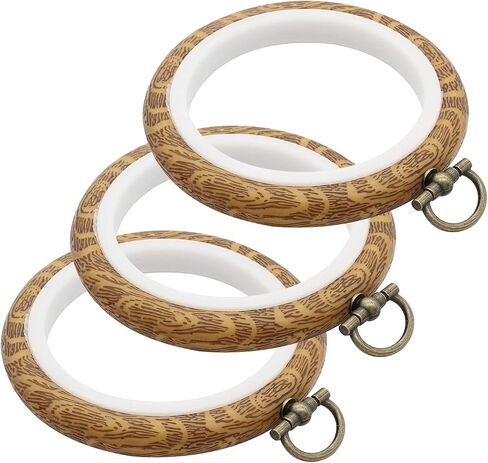 Kyuionty 3 Pack 3 Inch Round Embroidery Hoops, Cross Stitch Imitated Wood Display Frame Circle Embroidery Hoop Ring for Art Craft Sewing and Hanging in Saudi Arabia