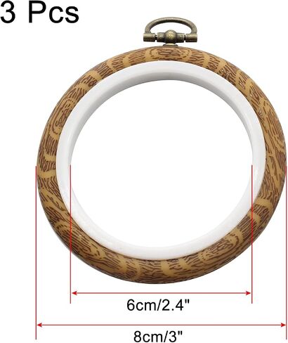 Kyuionty 3 Pack 3 Inch Round Embroidery Hoops, Cross Stitch Imitated Wood Display Frame Circle Embroidery Hoop Ring for Art Craft Sewing and Hanging in Saudi Arabia