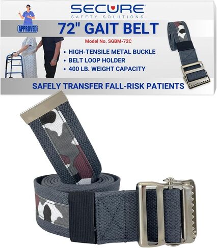 Secure Gait Belt for Seniors with Metal Buckle - Transfer and Walking Standing Aid Elderly, Physical Therapy, Nurses in Kuwait