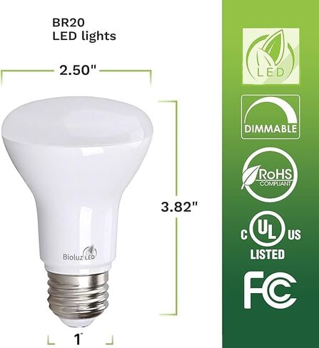Bioluz LED 2 حزمة R20 LED لمبة 90 CRI 2700K أبيض دافئ ساطع 6W = 50 وات استبدال 540 لومن داخلي/خارجي UL مدرج في عنوان CEC 20 متوافق (حزمة من 2) in Kuwait
