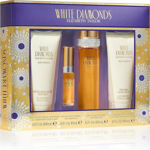White Diamonds by Elizabeth Taylor for Women - 3 pc Gift Set 3.3oz EDT Spray, 3.3oz body lotion, 3.3oz body wash in Saudi Arabia