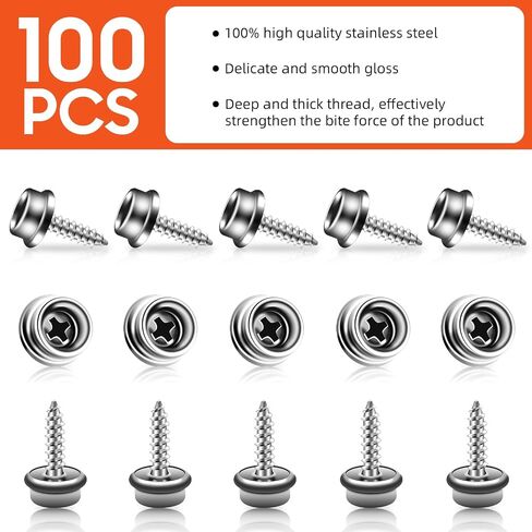Boat Canvas Snaps Stainless Steel Screw Boat Cover Snaps Metal Snaps 3/8 Inch Socket Snap Screw Stud Canvas Snap Tool for Boat Covers (30 Pcs) in Saudi Arabia