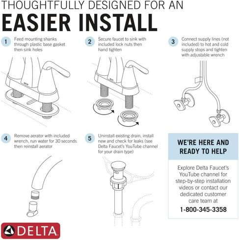 Delta Faucet Woodhurst 2-Handle Centerset Bathroom with Metal Drain Assembly, Chrome (2532LF-MPU) in Saudi Arabia