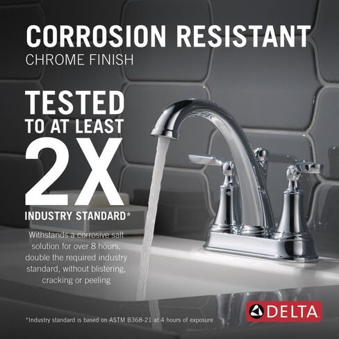 Delta Faucet Woodhurst 2-Handle Centerset Bathroom with Metal Drain Assembly, Chrome (2532LF-MPU) in Saudi Arabia