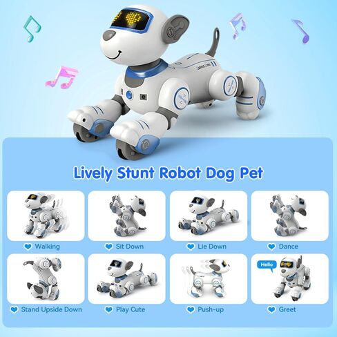 VATOS Remote Control Robot Dog Toy for Kids - Interactive Touch & Follow 17 Functions Robot Dog Pet, Programmable Smart Walking Puppy Intelligent Dancing RC Robot Toys for Girls 3-12 Birthday Gifts in Kuwait
