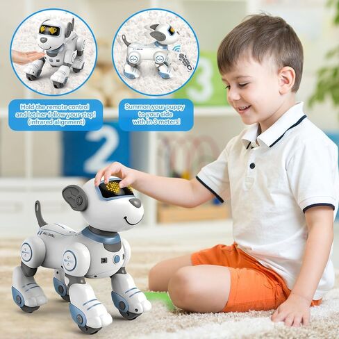 VATOS Remote Control Robot Dog Toy for Kids - Interactive Touch & Follow 17 Functions Robot Dog Pet, Programmable Smart Walking Puppy Intelligent Dancing RC Robot Toys for Girls 3-12 Birthday Gifts in Kuwait