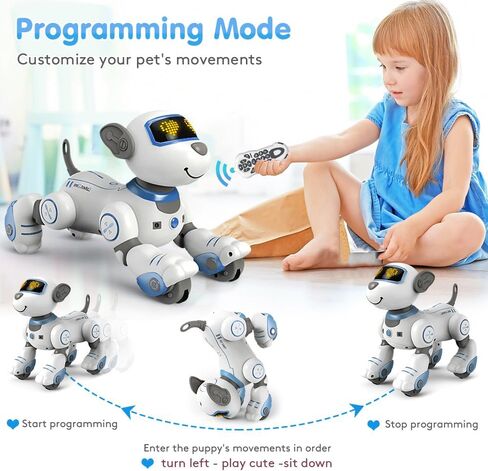 VATOS Remote Control Robot Dog Toy for Kids - Interactive Touch & Follow 17 Functions Robot Dog Pet, Programmable Smart Walking Puppy Intelligent Dancing RC Robot Toys for Girls 3-12 Birthday Gifts in Kuwait