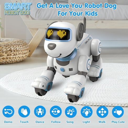 VATOS Remote Control Robot Dog Toy for Kids - Interactive Touch & Follow 17 Functions Robot Dog Pet, Programmable Smart Walking Puppy Intelligent Dancing RC Robot Toys for Girls 3-12 Birthday Gifts in Kuwait