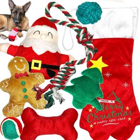 Jalousie 5 Pack Squeaky Plush Toys Assortment Value Bundle Puppy Pet Mutt Squeak Toy for Medium Large Dogs