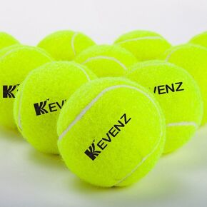 KEVENZ 12-Pack Standard Pressure Training Tennis Balls, Highly Elasticity, More Durable, Good for Beginner Training Ball