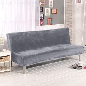 Thick Plush Futon Cover Stretch Armless Sofa Bed Slipcover Soft Couch Sofa Cover Futon Slipcover (Navy Blue)