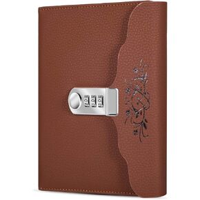 ARRLSDB Lock Diary Leather Journal Writing Notebook Planner Organizer Digital Password Notebook Locking Personal Diary (Black)