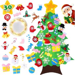 DIY Felt Christmas Tree - 3.6 FT felt Christmas Tree for kids with 37 Pieces of Ornament Decor, DIY Xmas Gifts for Kids, Wall Hanging Christmas Tree Decorations