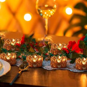 VINCIGANT Silver Decorative Crystal Tealight Candle Holders Set of 24 for Wedding Dinning Table Centerpieces,Gifts for Christmas New Year