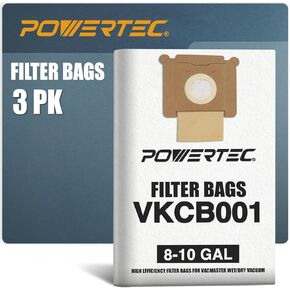 POWERTEC 75043-P3V Fleece Filter Bags for Vacmaster VK811PH, VK1011SIWTH, 9PK
