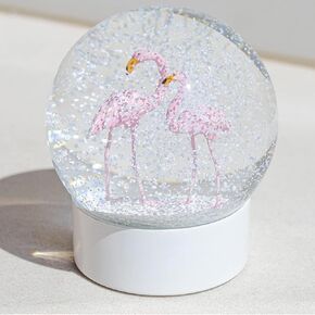 ANGELLOONG Pink Flamingo Snow Globe for Kids Girls, Originality 3D Flamingo Glitter Glass Snow Globes for Valentines Home Decor, 100MM