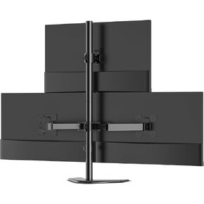 WALI Triple Monitor Stand, Free Standing Three LCD Monitor Fully Adjustable Desk Mount Fits 3 Screens up to 27 inch, 22 lbs Weight Capacity per Arm (MF003), Black
