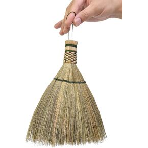 Small Corn Wisk Brush Broom 11 Inch Flagged Indoor Heavy Duty Multi Surface Hard & Soft Floor Home Office Cleaning Tool Supplies 100% Handmade for Household Sweeping Indoor Outdoor (Random 2)