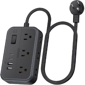 Extension Cord 25 Ft NTONPOWER Long Extension Cord with 6 Widely Spaced Outlet, Power Strip with 4 USB Port(2 USB-C), Wall Mount for Home Office, Dorm Room and Nightstand, Black in Kuwait