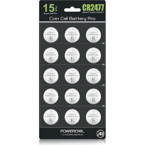 POWEROWL High Capacity CR1632 Battery (15-Pack) CR 1632 3v Lithium Batteries, 10 Years Leak-Free