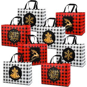 DULEFUN 20PCS Christmas Gift Tote Bags 10 Styles Xmas Shopping Wrapping Bags Large Medium Small Xmas Gift Bags for Christmas Holiday Party Favors Supplies