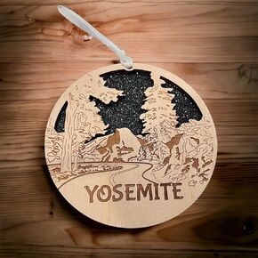 Yosemite Ornament Wooden Souvenir Christmas Tree Decoration with Yosemite Landscape View