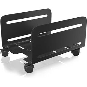 AGPTEK CPU Stand, Computer Tower Stand Adjustable Width from 4.7" to 8.2" with 2 Locking Wheels and 2 Caster Wheels, UPC Steel Rolling Stand Computer Stand for Desktop Tower (Black)