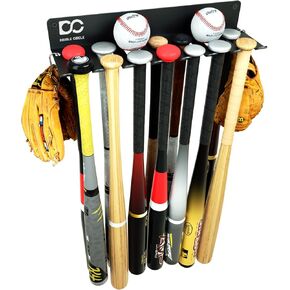 Double Circle Baseball Bat Rack Holds up to 21 Bats - Baseball Bat Holder for Wall Mount - Metal Bat Hanger for Home and Field Storage – Hardware Included - Sports Equipment Organizer