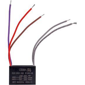 Podoy 5 Wire Capacitor CBB61 Ceiling Fan for Compatible with New TECH 4.5uf+5uf+6uf 250VAC