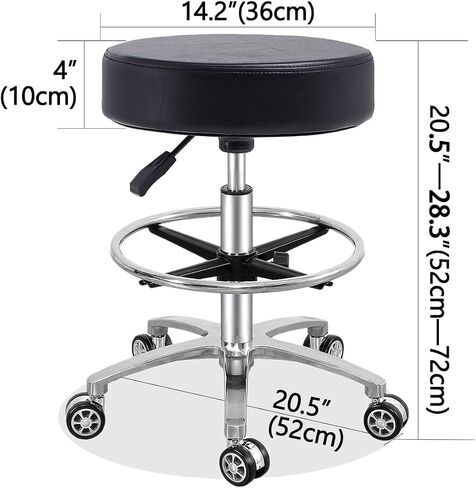 Antlu Rolling Stool Swivel Chair for Office Medical Salon Tattoo Kitchen Massage Work,Adjustable Height Hydraulic Stool with Wheels (Black) in Saudi Arabia