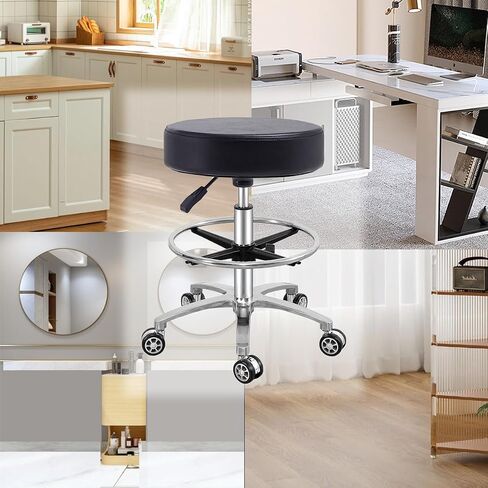 Antlu Rolling Stool Swivel Chair for Office Medical Salon Tattoo Kitchen Massage Work,Adjustable Height Hydraulic Stool with Wheels (Black) in Saudi Arabia