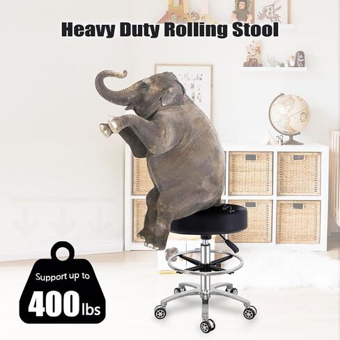 Antlu Rolling Stool Swivel Chair for Office Medical Salon Tattoo Kitchen Massage Work,Adjustable Height Hydraulic Stool with Wheels (Black) in Saudi Arabia