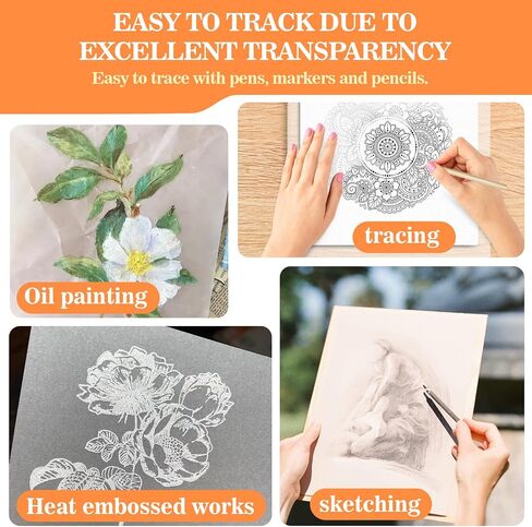 90PCS Graphite Transfer-Paper and 60PCS Tracing-Paper - Carbon Paper for Tracing Graphite Paper Carbon Copy Paper for Wood,Craft,Canvas DIY A4 Size 8.5 X 11 Inch in Kuwait