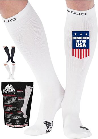 Mojo Athletic Compression Socks - Knee Length with Medium Support (15-20mmHg) for Improved Performance and Recovery - 1 Pair in Saudi Arabia