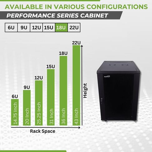 NavePoint 12U Server Cabinet Wall Mount Rack Enclosure Includes 2 Fans, Locking Glass Door, Removable Side Panels – 12U Network Cabinet 23.6" Deep, 19 Inch Server Rack for IT and A/V Equipment in Kuwait