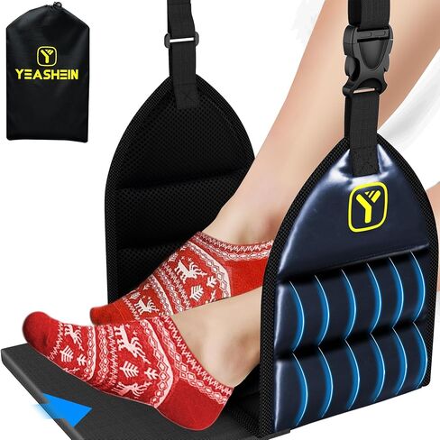 Airplane Foot Rest (PU Leather) Foot Hammock for Plane Travel Footrest with Memory Foam Foot and Heel Hammock Airplane Travel Accessories in Kuwait