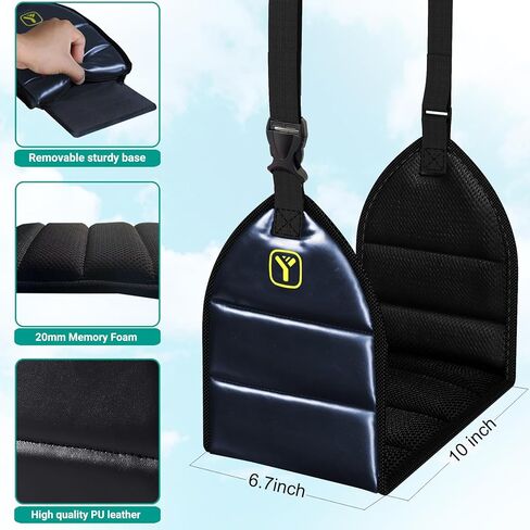 Airplane Foot Rest (PU Leather) Foot Hammock for Plane Travel Footrest with Memory Foam Foot and Heel Hammock Airplane Travel Accessories in Kuwait