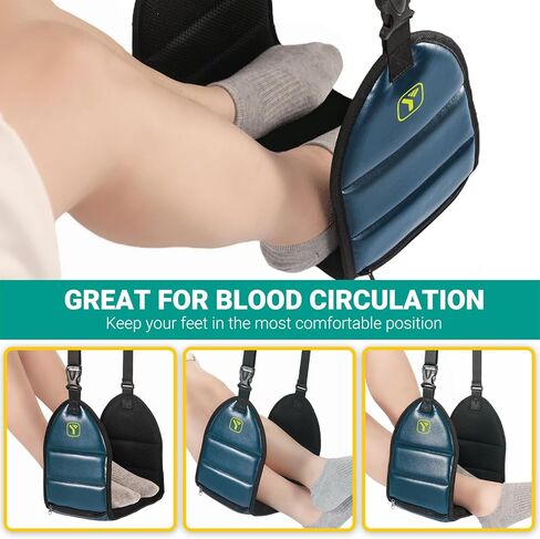 Airplane Foot Rest (PU Leather) Foot Hammock for Plane Travel Footrest with Memory Foam Foot and Heel Hammock Airplane Travel Accessories in Kuwait