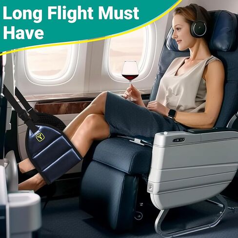 Airplane Foot Rest (PU Leather) Foot Hammock for Plane Travel Footrest with Memory Foam Foot and Heel Hammock Airplane Travel Accessories in Kuwait