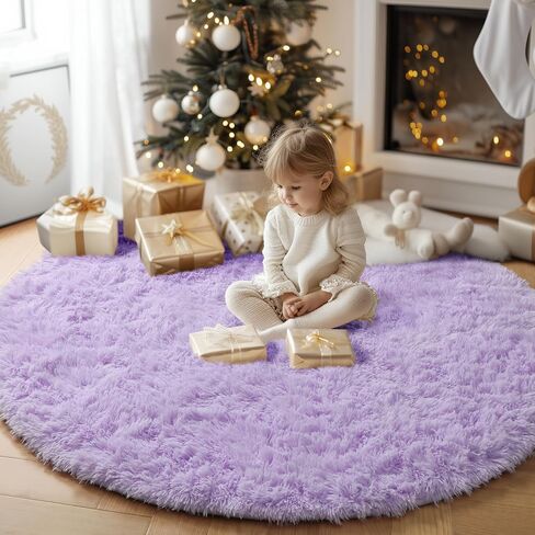 PAGISOFE Pink Round Rug 4Ft for Girls Room Kids Bedroom, Fluffy Shaggy Soft Fuzzy Circle Area Rugs for Girls Bedroom Kids Home Decor Aesthetic, Plush Furry Throw Cute Baby Girl Nursery Room Rug in Saudi Arabia