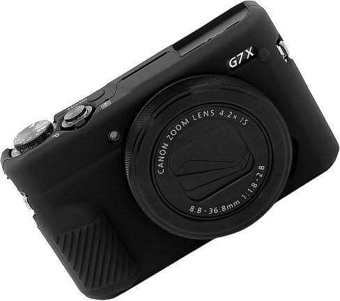 حافظة سهلة الغطاء لكاميرا Canon Powershot G7 X Mark III الرقمية، غطاء واقٍ من السيليكون الناعم مع غطاء عدسة قابل للإزالة لكاميرا Canon Powershot G7X Mark III DSLR (أسود) in Kuwait