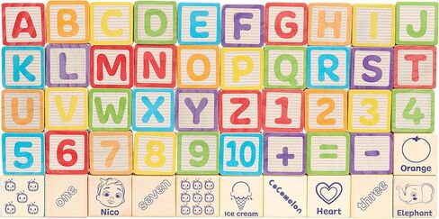 CoComelon JJ & Friends Wood Block Set, 30-Pieces, Recycled Wood, Officially Licensed Kids Toys for Ages 18 Month by Just Play in Saudi Arabia