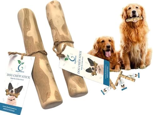 Coffee Wood Dog Chew Stick - Coffee Wood Stick for Your Pets - Non Toxic - Safe - Puppy Chew Toy for Teething - Made in Vietnam - 1 Pack/2 Pieces (Medium) in Kuwait