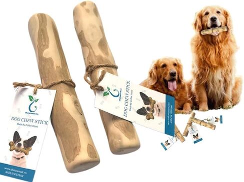 Coffee Wood Dog Chew Stick - Coffee Wood Stick for Your Pets - Non Toxic - Safe - Puppy Chew Toy for Teething - Made in Vietnam - 1 Pack/2 Pieces (Medium) in Kuwait