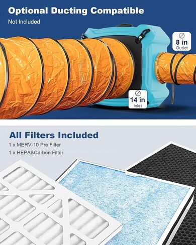 ALORAIR PureAiro HEPA Max 870 Air Scrubber 3-Stage Filtration,Negative Machine Air Scrubber | Professional Water Damage Restoration for Air Cleaner | up to 550 CFM in Kuwait