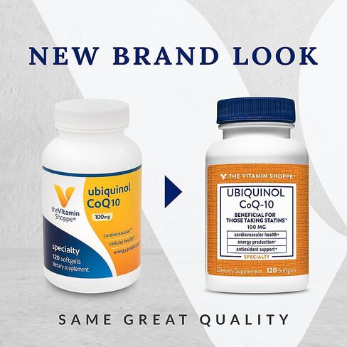 The Vitamin Shoppe Ubiquinol CoQ-10 100mg - Beneficial for Those Taking Statins – Supports Heart & Cellular Health and Healthy Energy Production, Essential Antioxidant – Once Daily (120 Softgels) in Kuwait