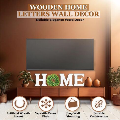 Flexzion Rustic Wooden Block HOME Sign, Cutout Letters Weathered Wood, Freestanding Alphabets for Decoration, Multicolored in Saudi Arabia