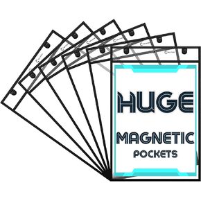 Magnetic Job Ticket Holders by Two Point (25-Pack) - Portrait - Large Fits 16.5 x 11 inch Pages | Dry Erase Sleeves | Stitched Heavy Duty | Reusable Dry Erase Pockets | Clear Paper Sleeves